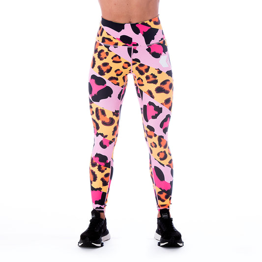 Leggings - pink and yellow cheetah pattern