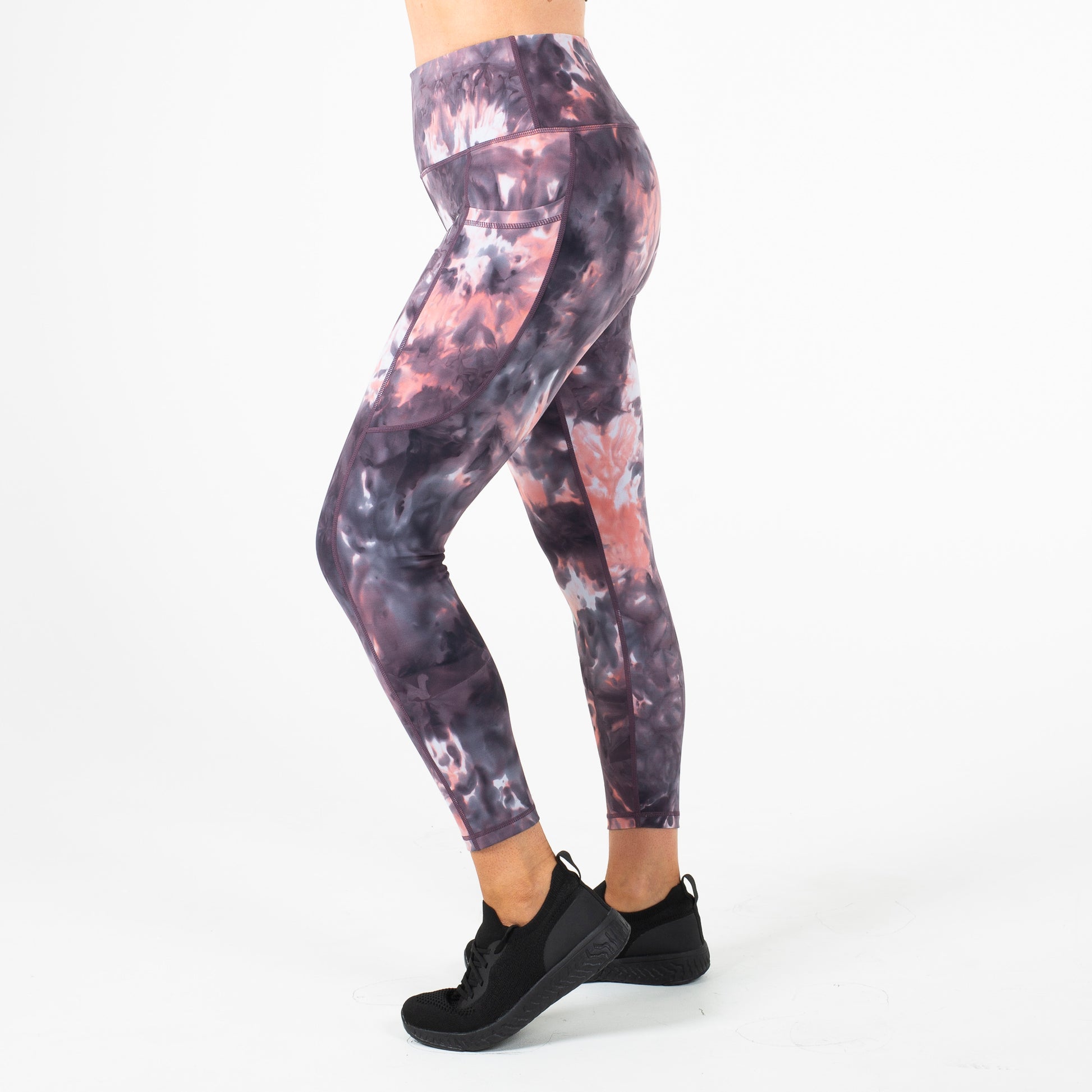 YOGA LEGGINGS - Leggings with Pocket - Batik, Tie-Dye - dark purple-pink