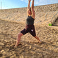 Yoga on the beach in Framework shorts