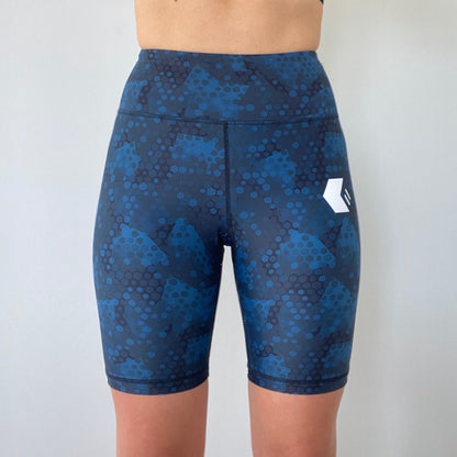 Front view of Midnight Blue Hexagon Shorts